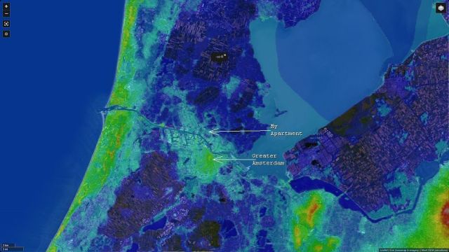 An elevation map of the area around Amsterdam