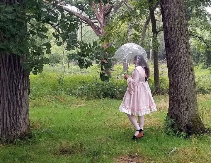 Pink Dress in the Woods Me in a frilly pink dress in the woods.