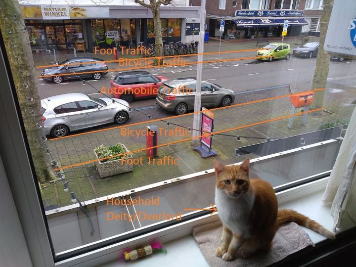 Amsterdamseweg seen through the living room window of our apartment in Amstelveen.