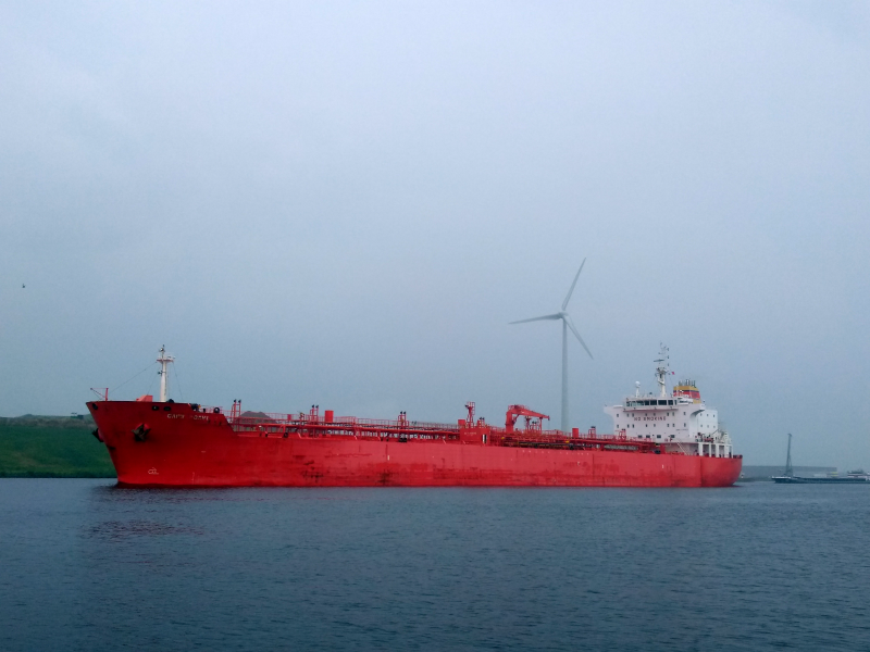 The tanker Cape Gavi in the North Sea Canal west of Amsterdam